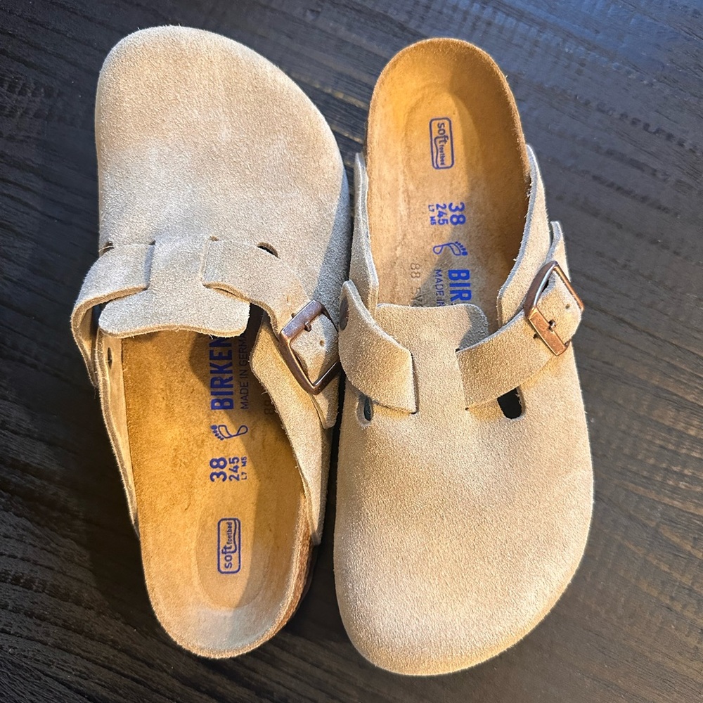 Birkenstock Boston Clog Taupe Suede Soft Footbed 38 US 7.5 8 NWT - Picture 3 of 10